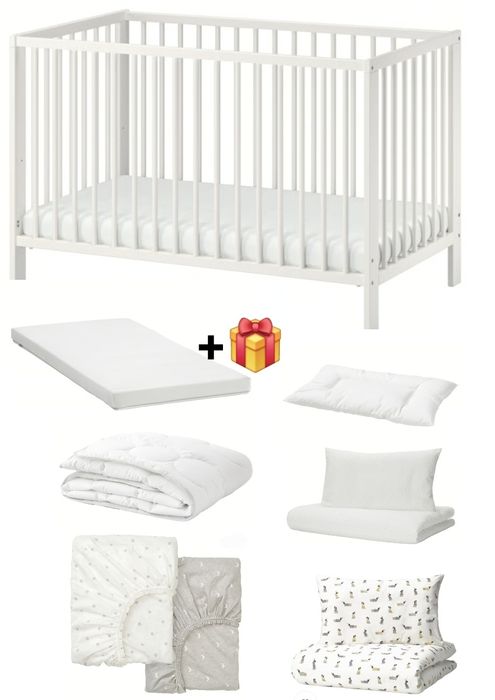 Cama de bebé IKEA GULLIVER + colchão + conjunto de roupa de cama