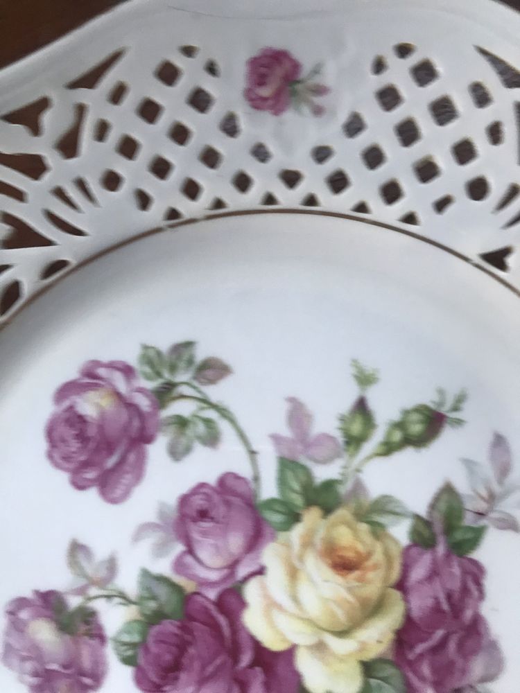 Patera porcelana  azurowa w roze antyczna