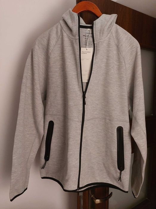 Szara rozpinana bluza z kapturem H&M Move tech fleece Nowa M