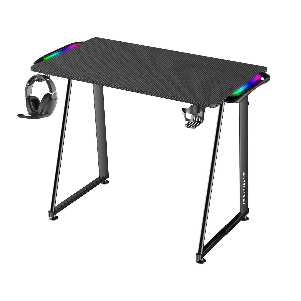 Secretária Gaming Alpha Gamer Auri RGB Gaming Station Preta