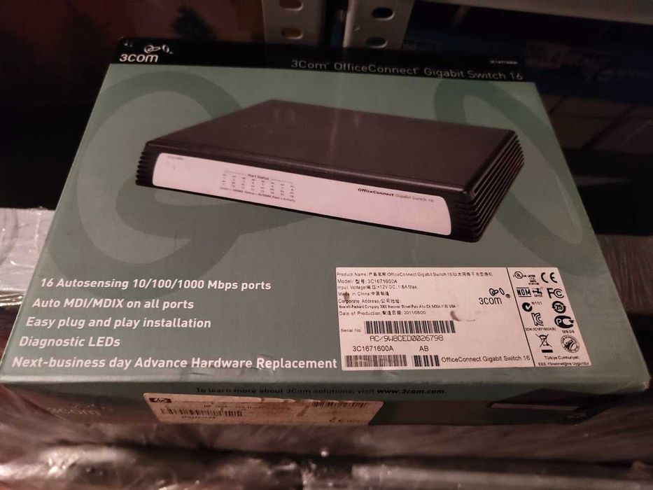 Switch de rede com 16 portas Gigabit - 3com OfficeConnect (HP) - NOVO