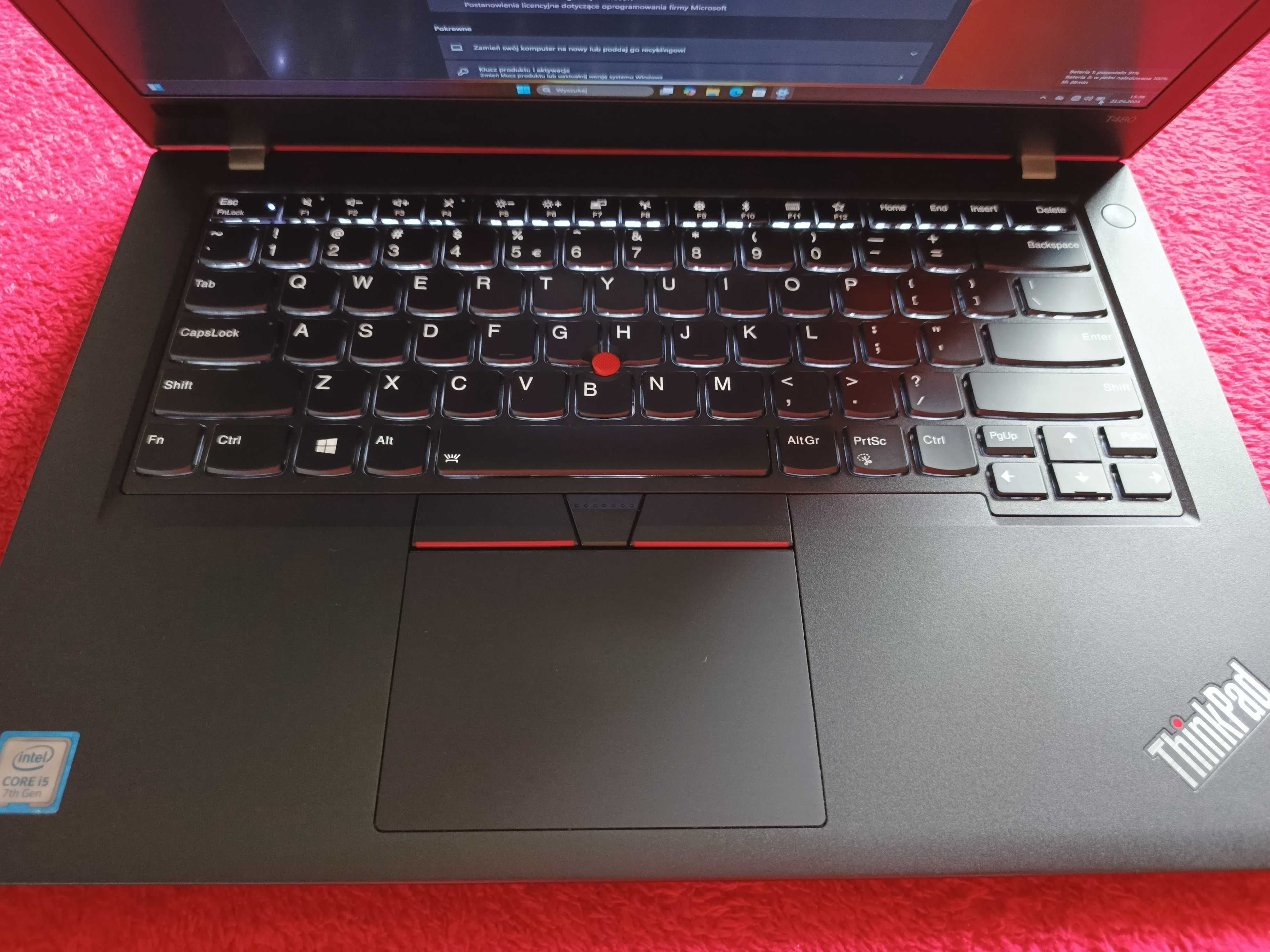 Sprzedam Lenovo T480 I5-7200U 2.5Ghz Windows 11
