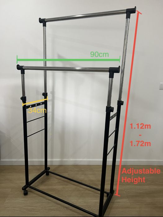 Bengaleiro duplo em aço com altura regulável