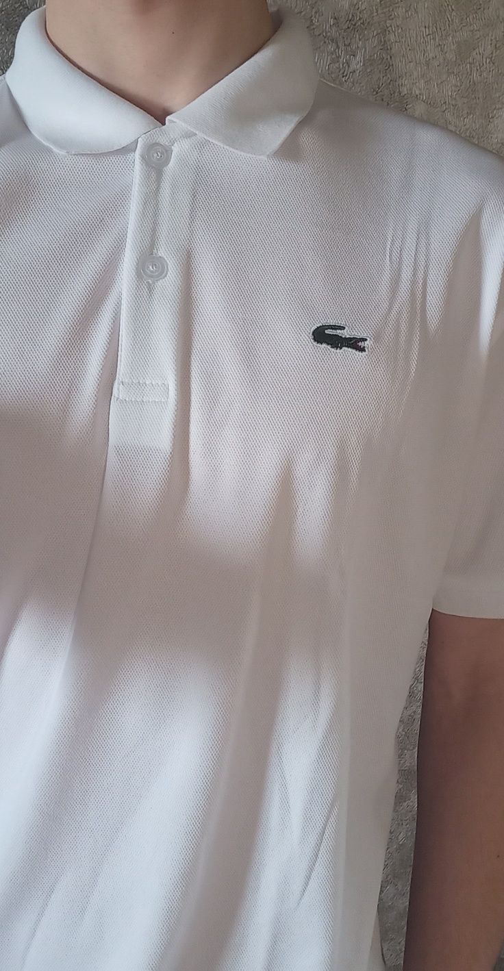 Поло Lacoste лакоста мужское белое polo Люкс качества