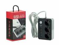 Listwa zasilająca 3 gniazda + 6x usb przedłużacz