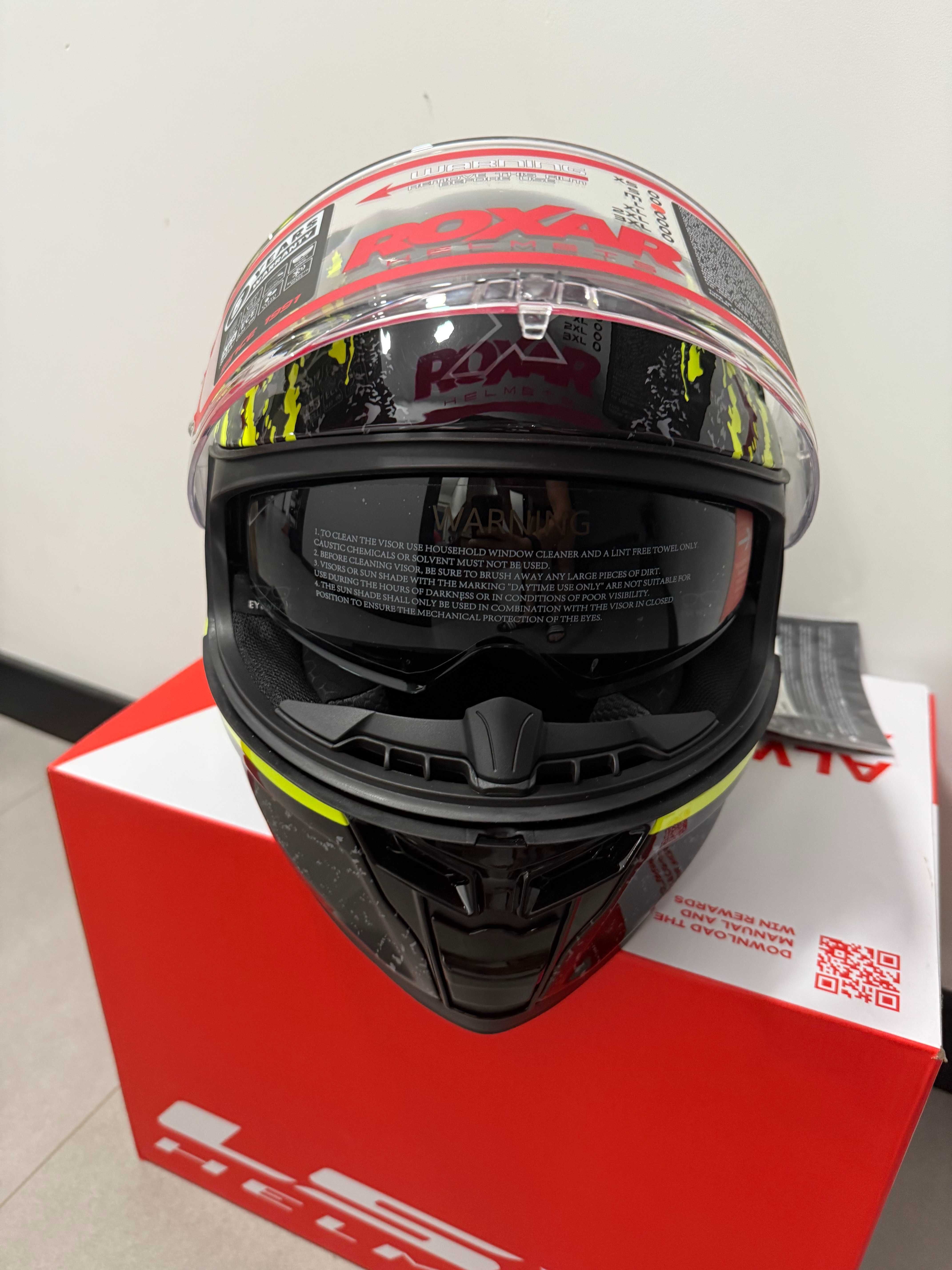 Kask motocyklowy integralny ROXAR BAYAMO TOXIC czarny żółty fluo M