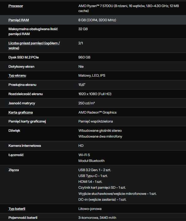 Laptop HP 15s Ryzen 7-5700/8GB/960GB/Win11 IPS Silver