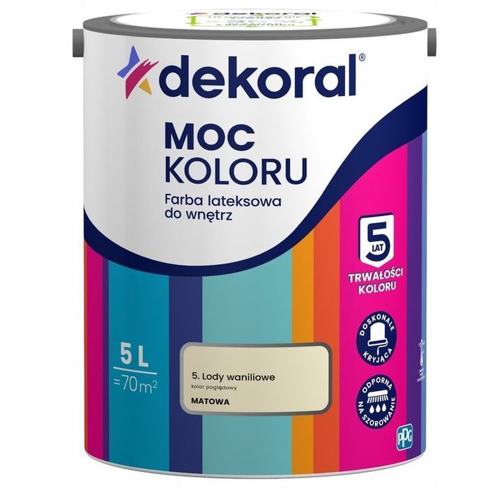 Dekoral Farba Moc Koloru 5l 5 Lody Waniliowe