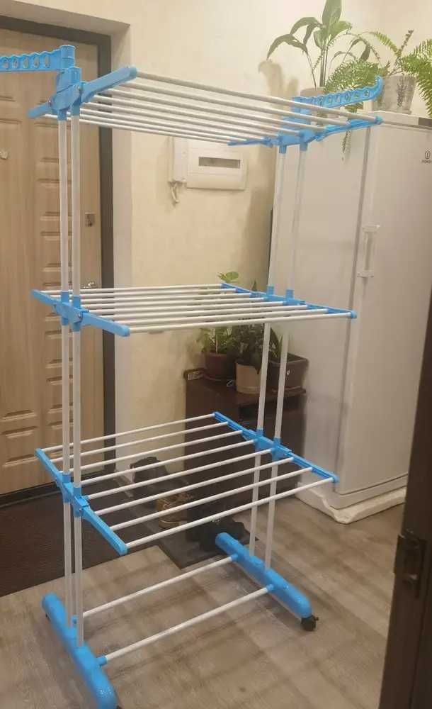 Сушилка для белья и одежды Garment Rack With Wheels 3 яруса,складная