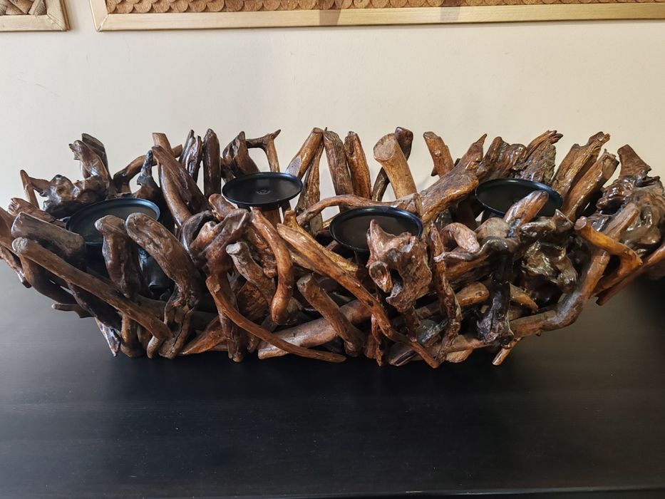 Castiçal x 2 em madeira