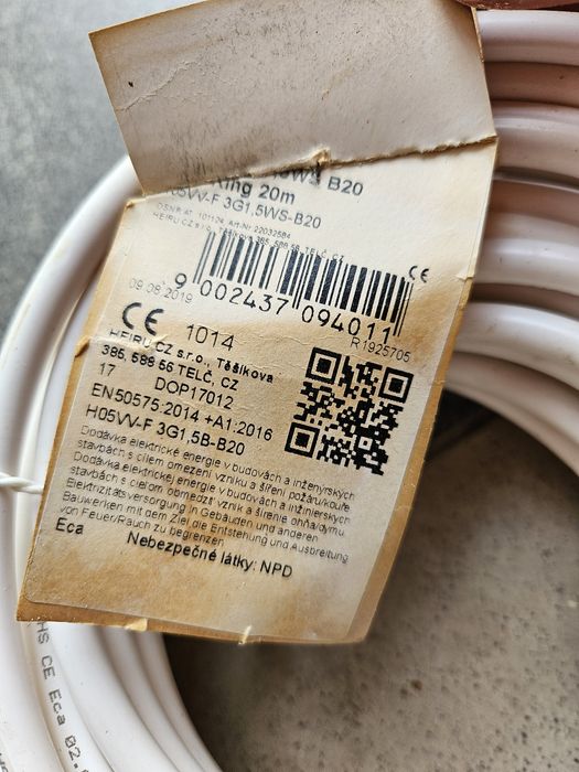 Przewód H05VV-F 3x1,5mm² 20m – nowy