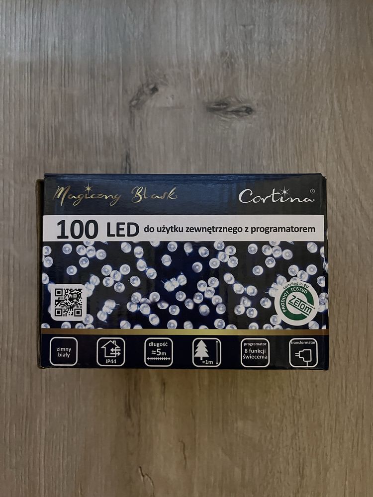 Lampki choinkowe 100 led z programatorem - zimny biały