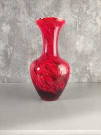 Vintage Vase Karmazynowy wazon artystyczne szkło warstwowe ręcznie wyk