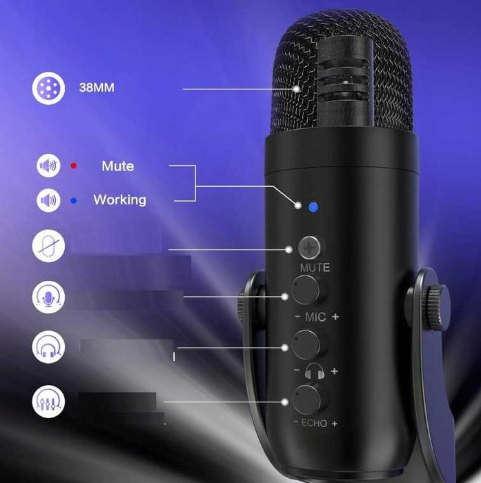 Mikrofon USB do gier nagrywania streamingu K66 czarny ZealSound