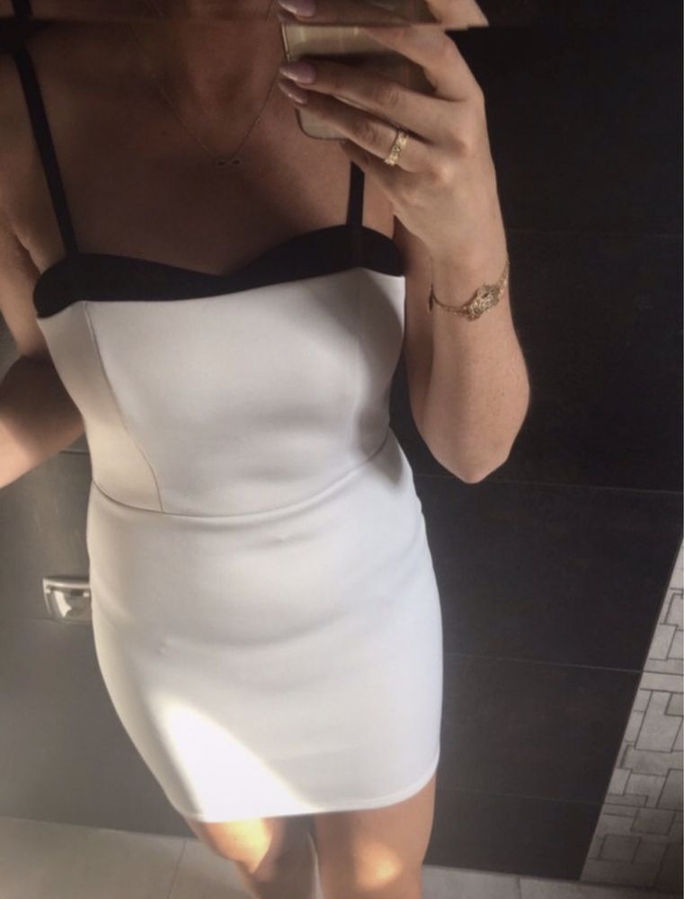 Sukienka na ramiączkach biało czarna TOPSHOP S 36