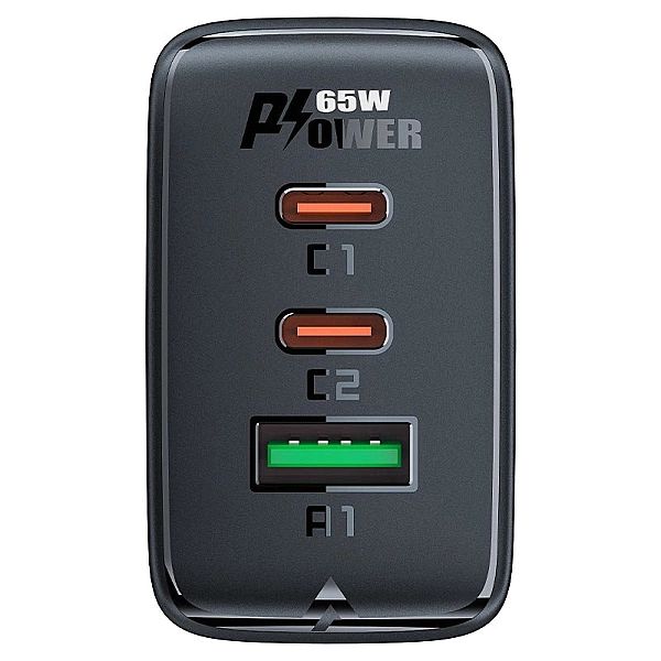 Acefast szybka ładowarka sieciowa GaN (2x USB-C / USB-A) PPS / PD / QC