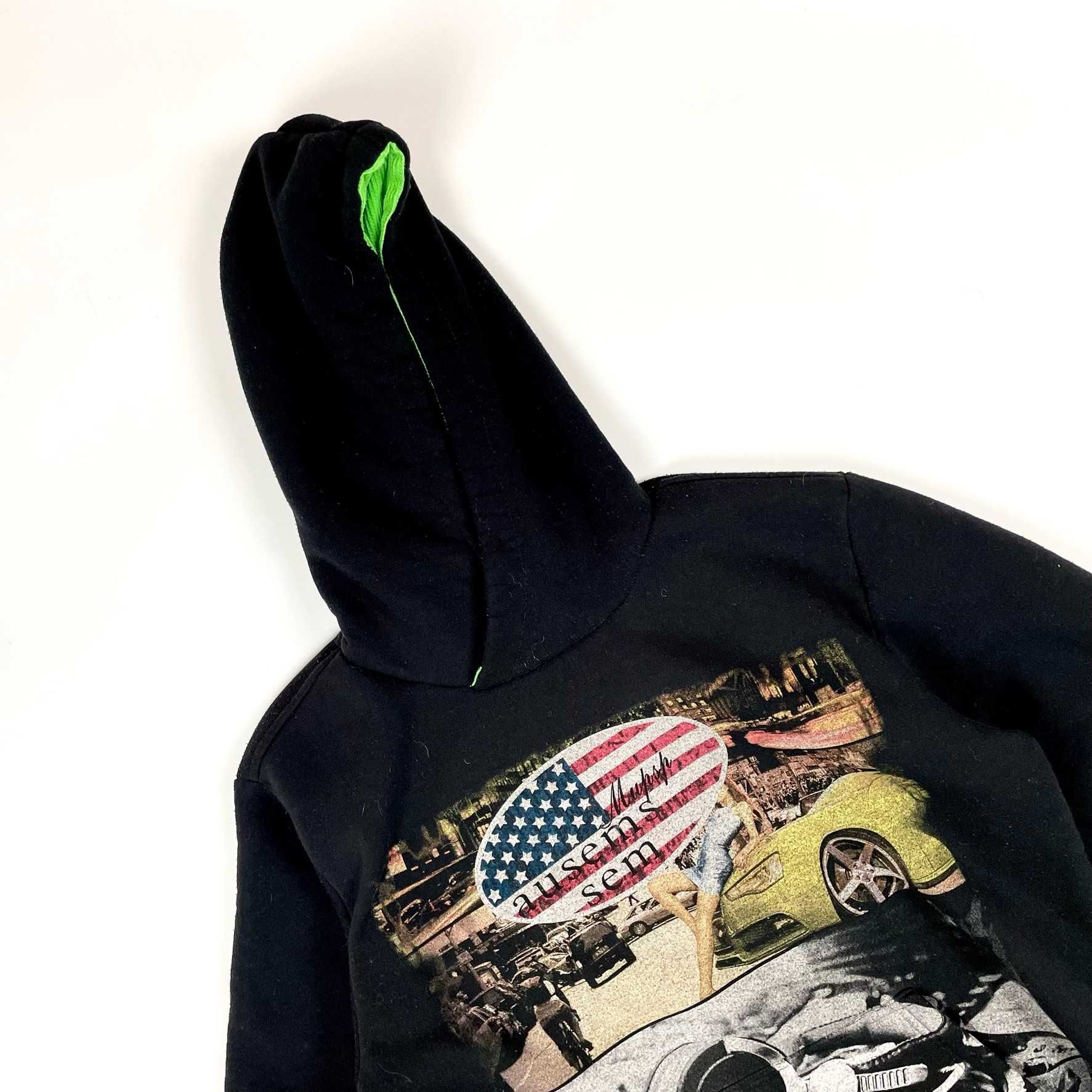 Vintage big print USA hoodie 90s y2k drip streetwear bluza z kapturem