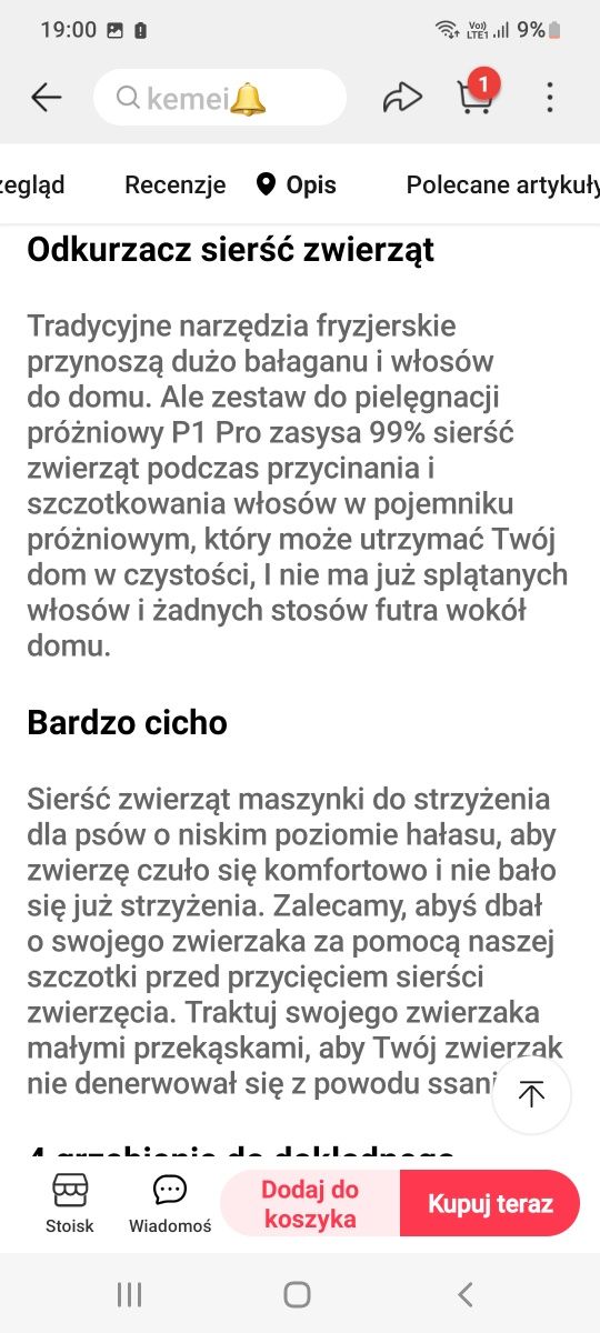 Odkurzacz do pielęgnacji zwierząt