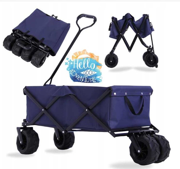 Wózek Transportowy Plażowy Składany 95 L Ogrodowy Turystyczny Łazik