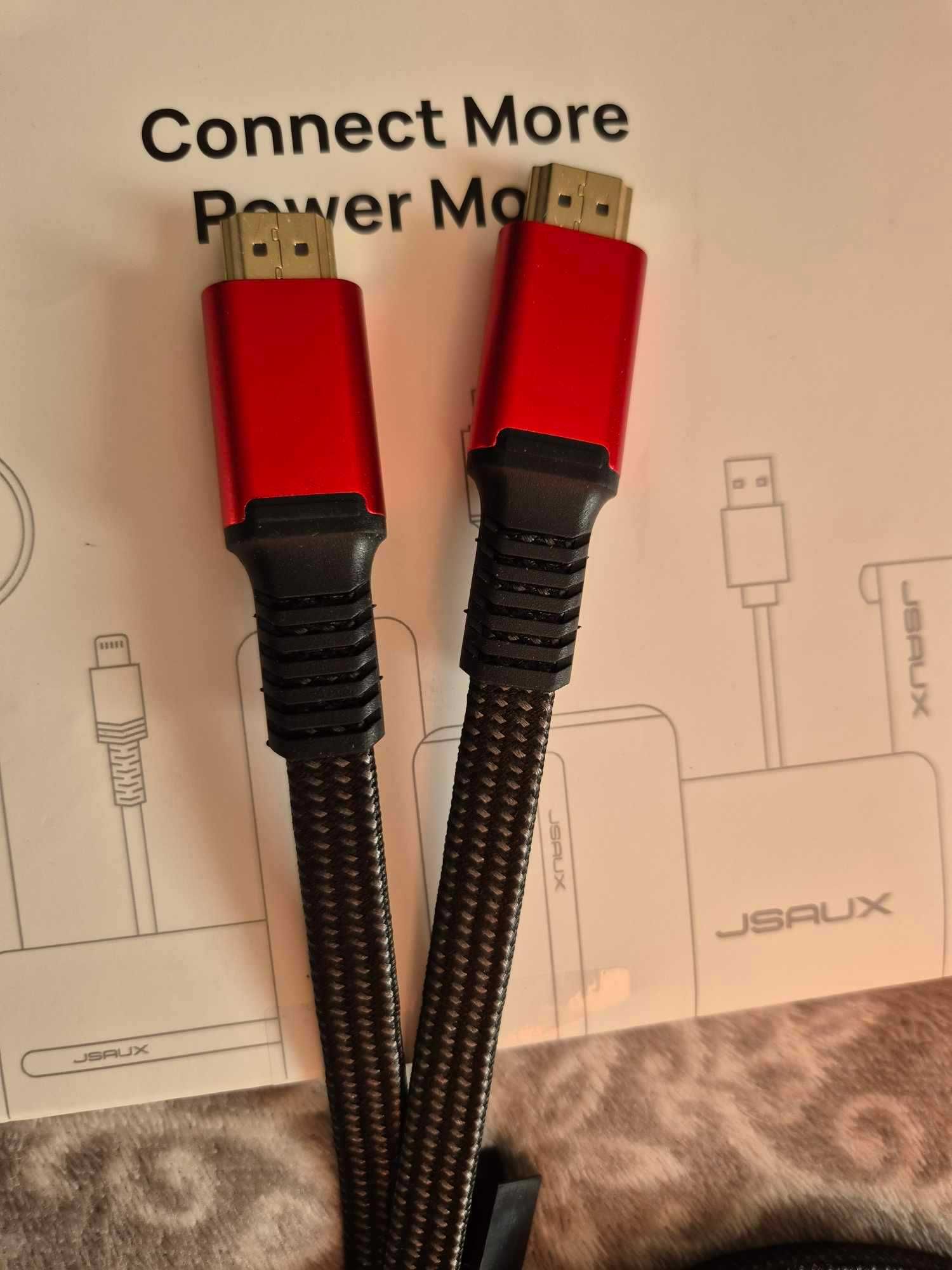 Kabel HDMI w oplocie JSAUX 2m 4K kolor czerwony