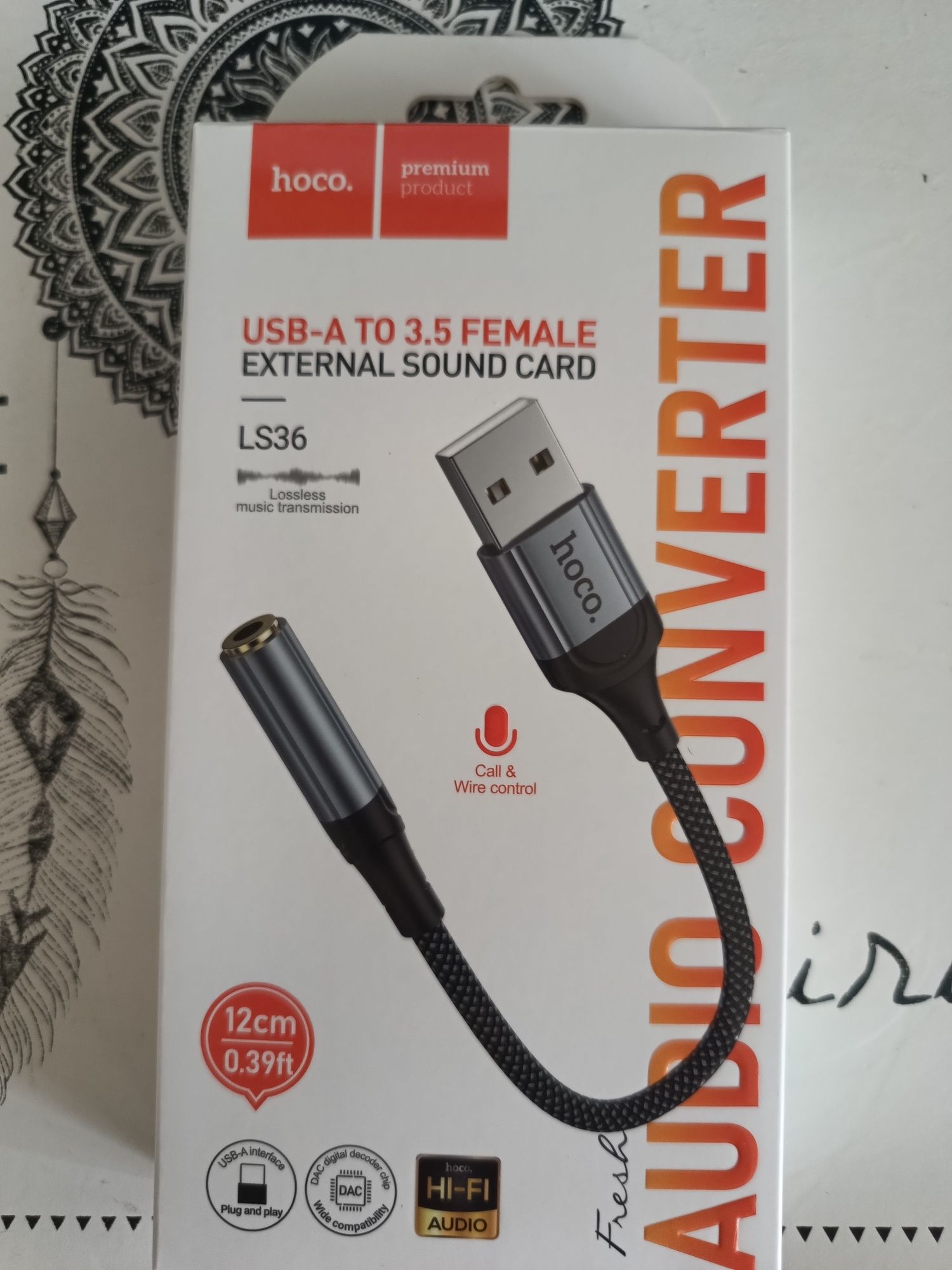 Перехідник Hoco LS36 Fresh external sound card USB to 3.5