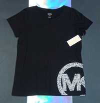 MICHAEL KORS Oryginalny Damski T-Shirt Koszulka Bluzka Czarna Logowana