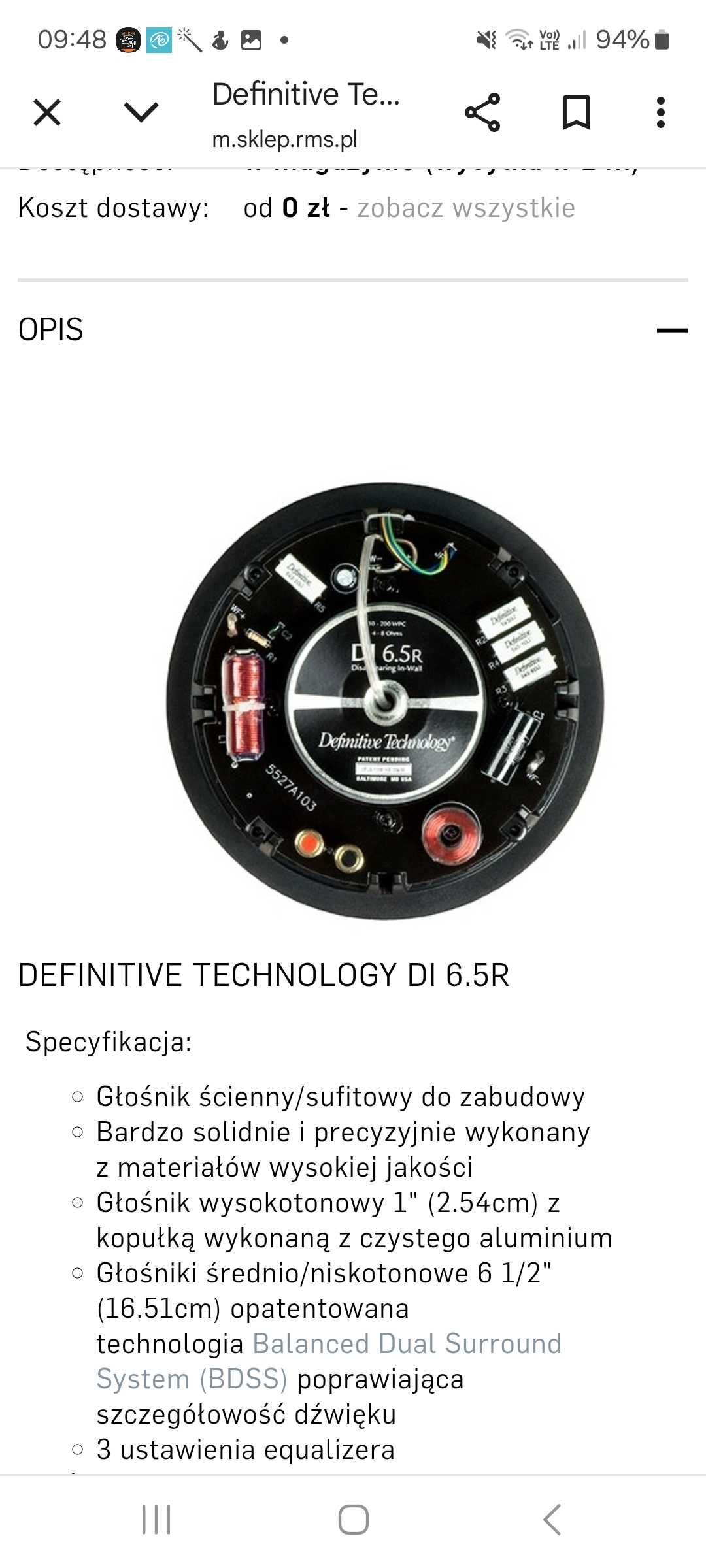 Głośniki Definitive Technology DI 6.5R nie b&w, klipsch, focal, dali