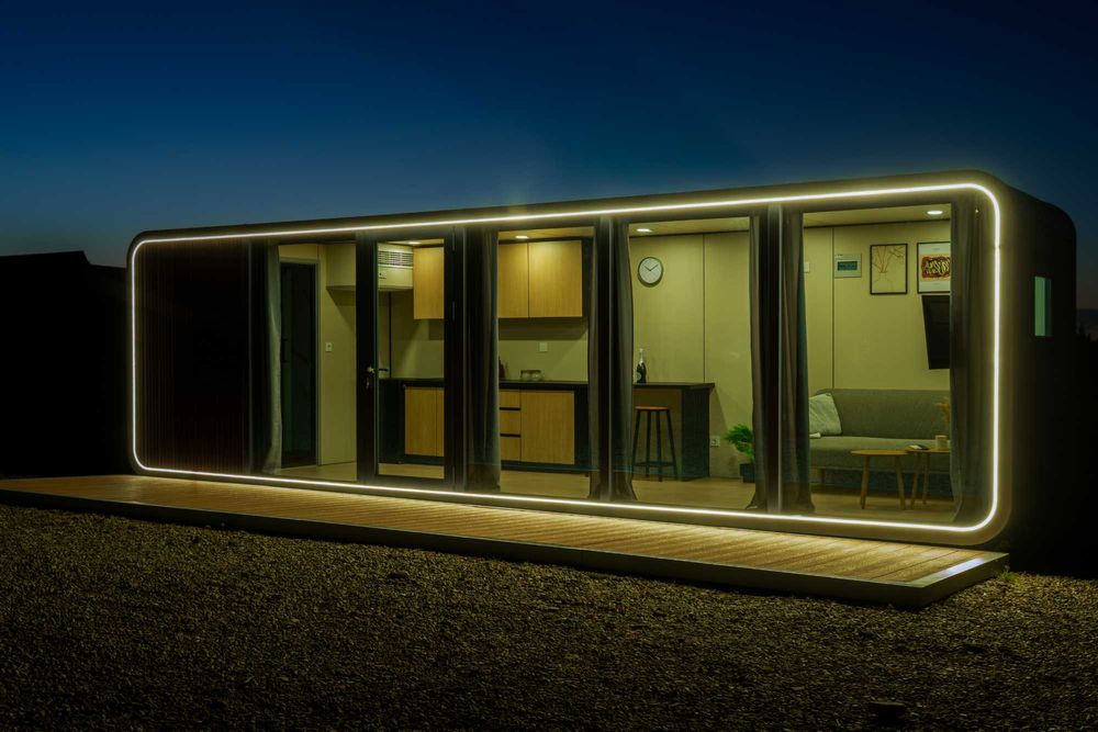 Nowoczesny gotowy domek mobilny, kontenerowy, modułowy,letniskowy.