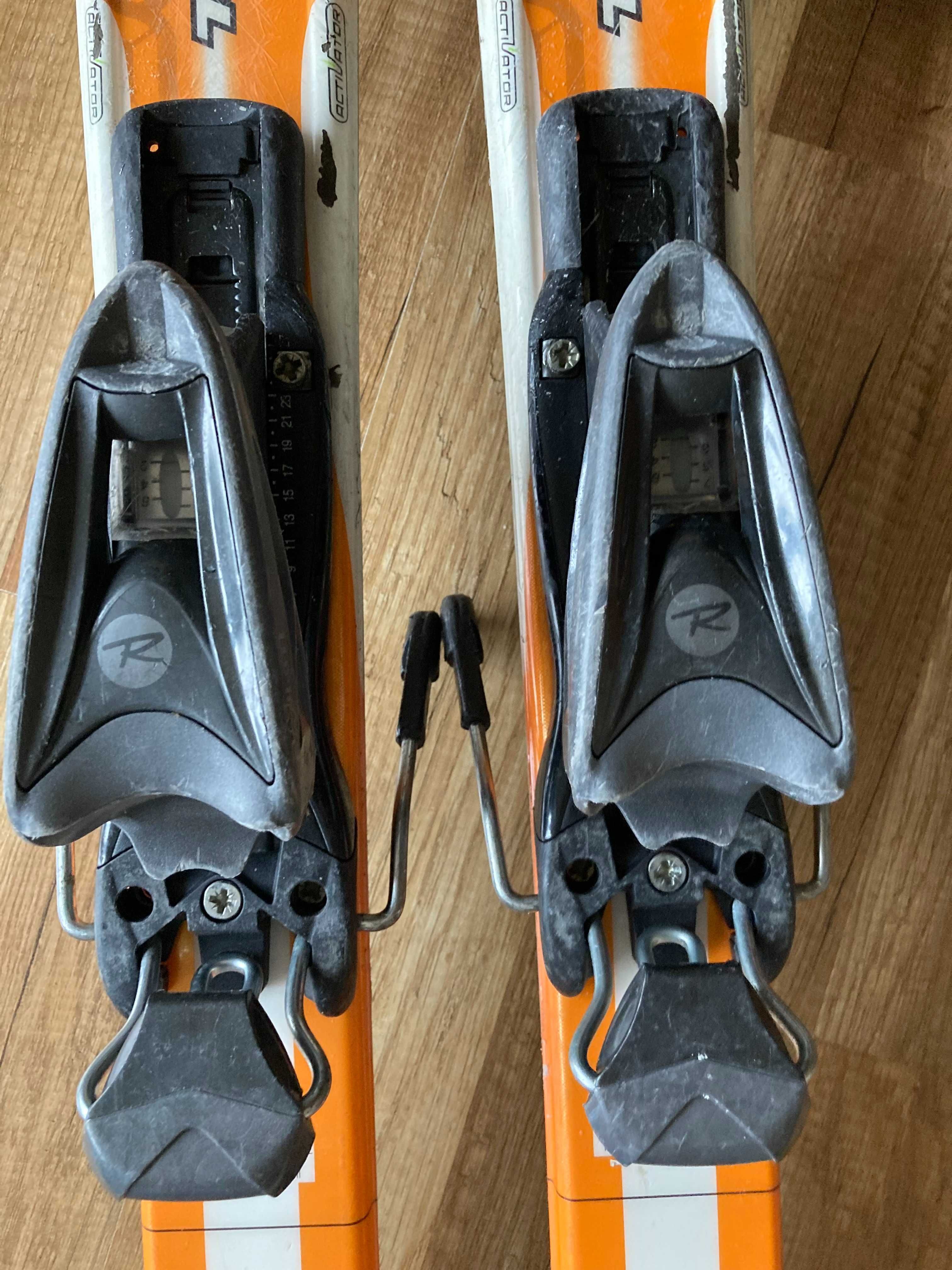 Narty juniorskie Rossignol 120 cm naostrzone nasmarowane