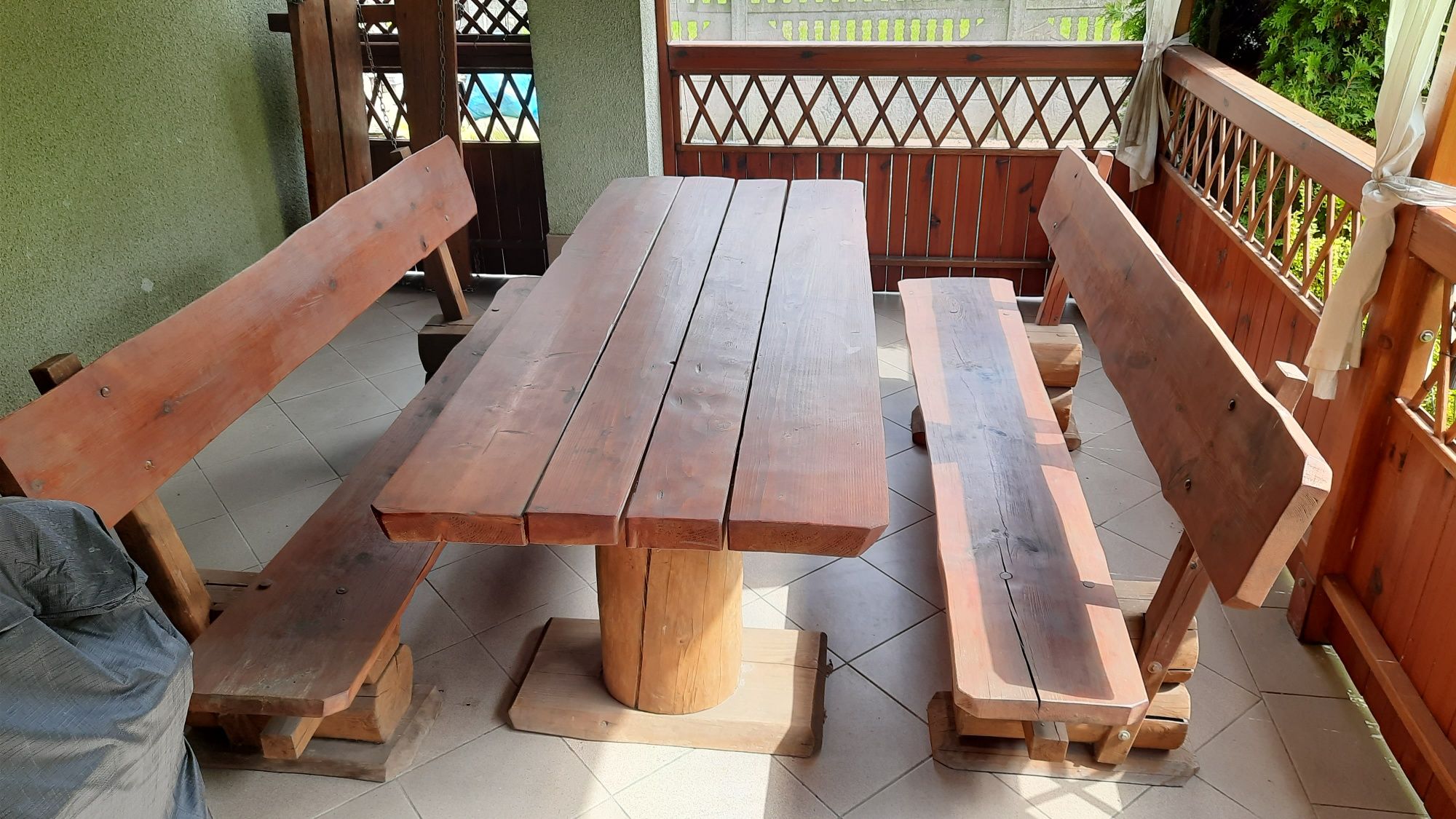 Stół z ławkami typu górskiego na taras. PROMOCJA