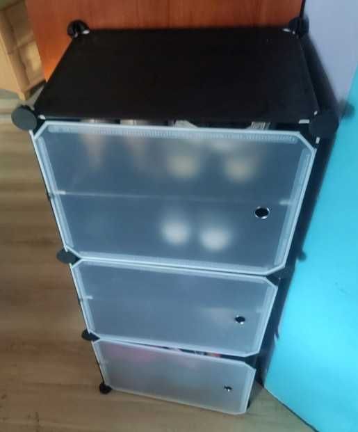 Szafka na Obuwie Stojak Półki Pudełka Organizer Modułowa Czarny