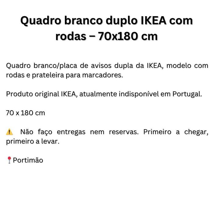 Quadro branco duplo IKEA com rodas – 70x180 cm