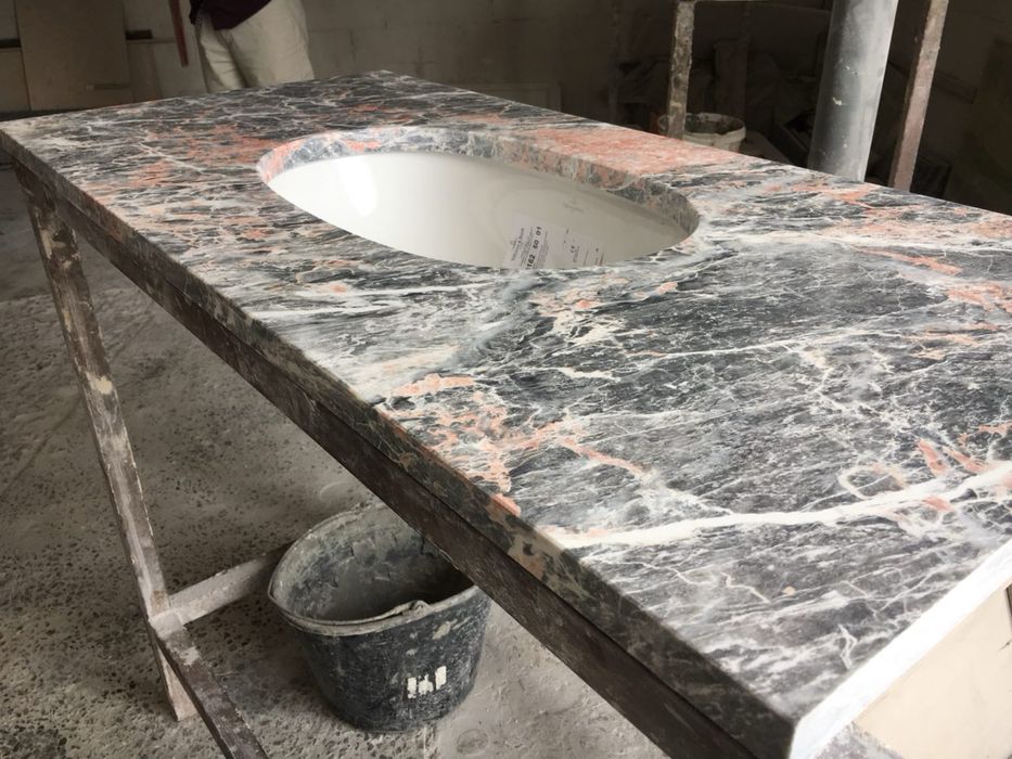 Столешница в ванную, столешница из мрамора, гранита, кварца, керамики,