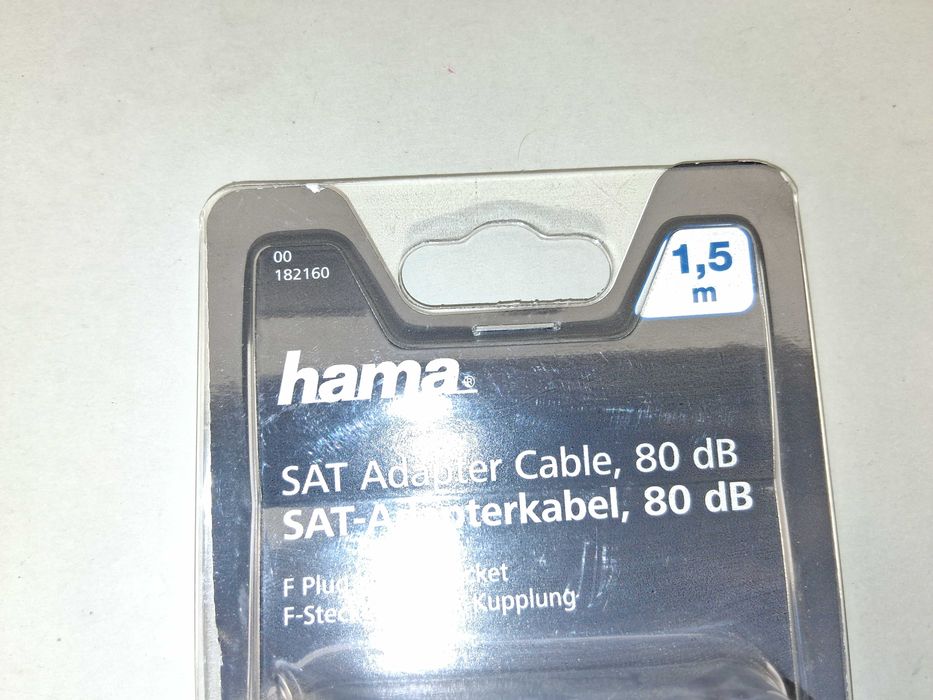 N036 Kabel Antenowy SAT Adapter Hama 1,5m 80 dB F/Coax Classic Line