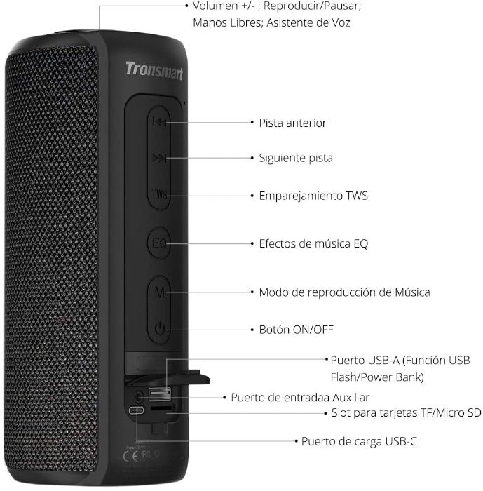 Tronsmart Element T6 Plus 40W Bluetooth 5.0 - Coluna Bluetooth SELADA