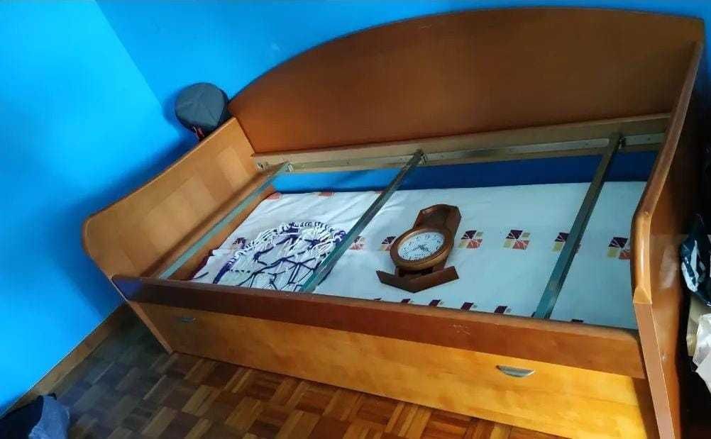 Cama madeira com cama gaveta