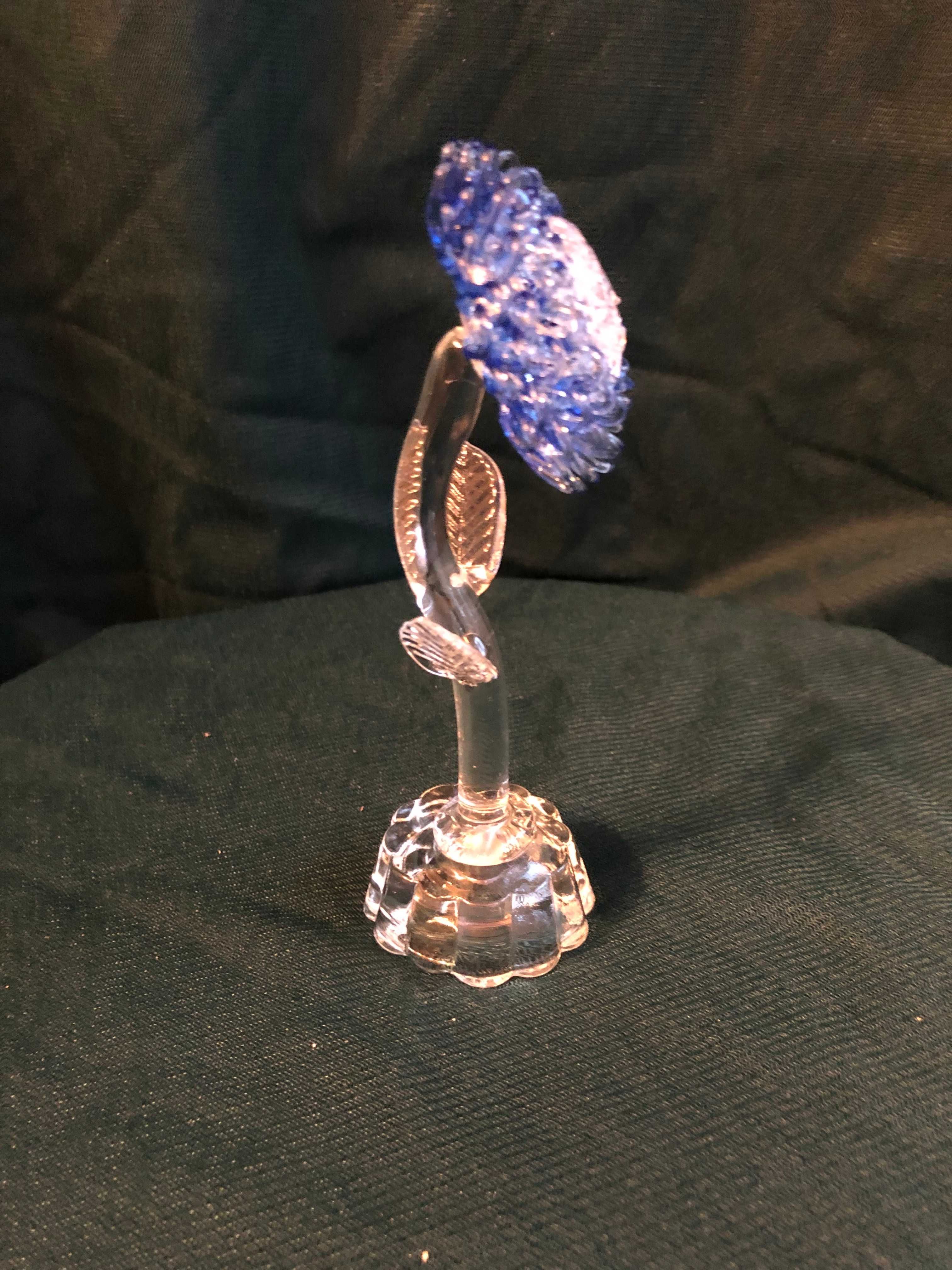 Świecący szklany kwiatek z kobaltowym szkłem + zestaw