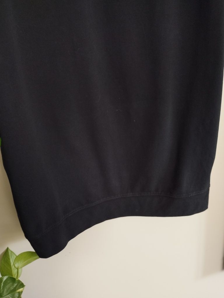 Ciocco - Czarna dresowa sukienka, długi rękaw, nadruk, r. S,M