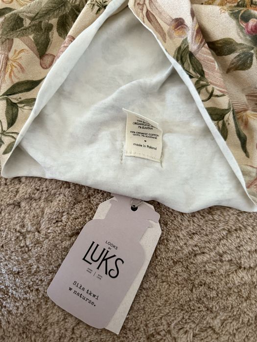 Turban LooksbyLuks The Roots nowy z metką beż organiczna bawełna gots