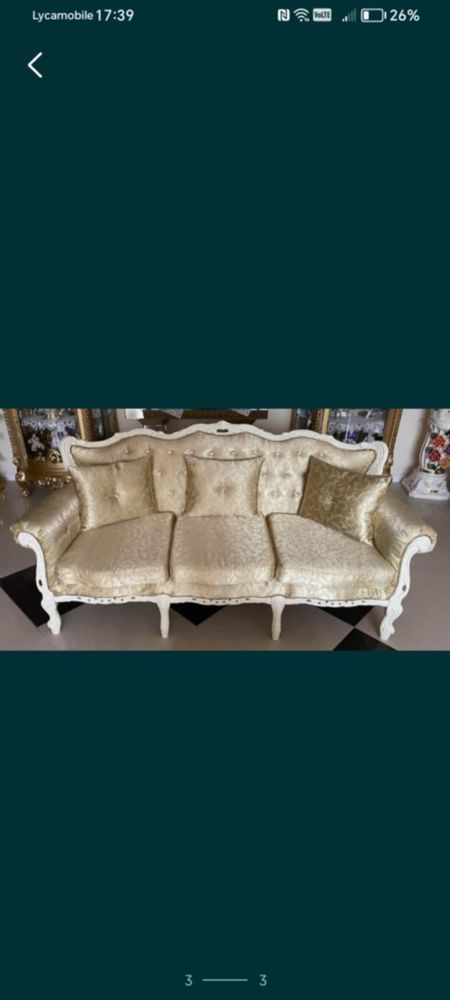 Stylowa rzeźbiona sofa 3+2 fotele