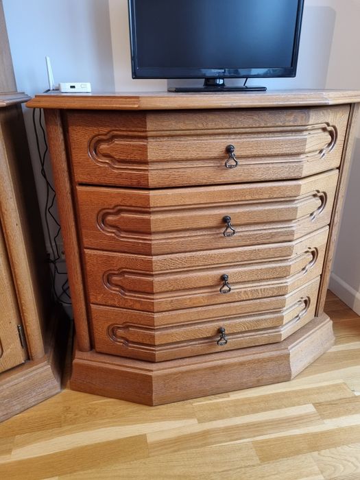 Komplet witryna z komodą, komoda, szafka pod telewizor drewniane