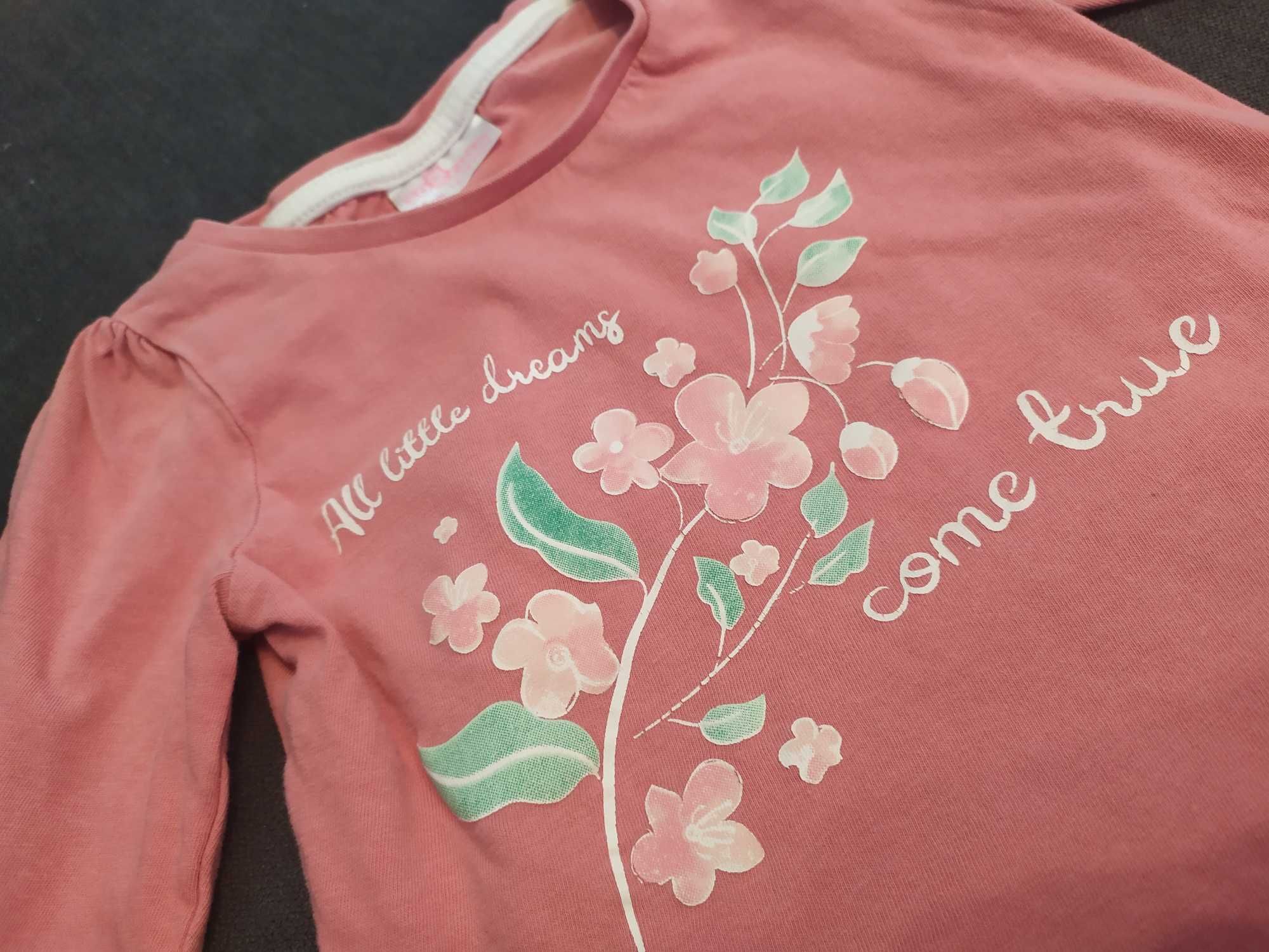 Koszulka z długim rękawem w kwiaty 86 dziewczynka bluzka róż jak nowa