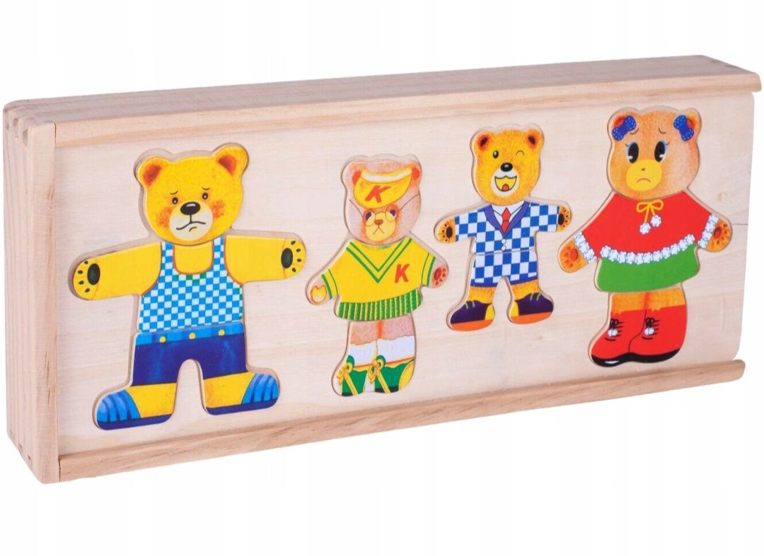 Drewniana Edukacyjna UKŁADANKA Montessori UBIERANIE MISIA