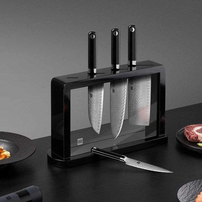 Xiaomi HuoHou Damascus 67 дамасской стали. Набір ножів дамаська сталь