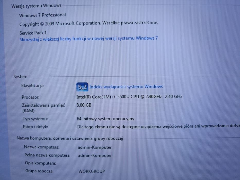 Laptop Lenovo i7 8/250