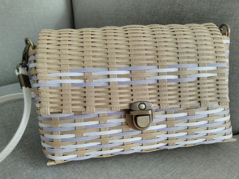 Torebka pleciona handmade kopertówka letnia