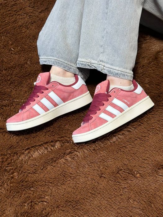 Жіночі замшеві нові кросівки Adidas Campus Pink зручні рожеві стильні