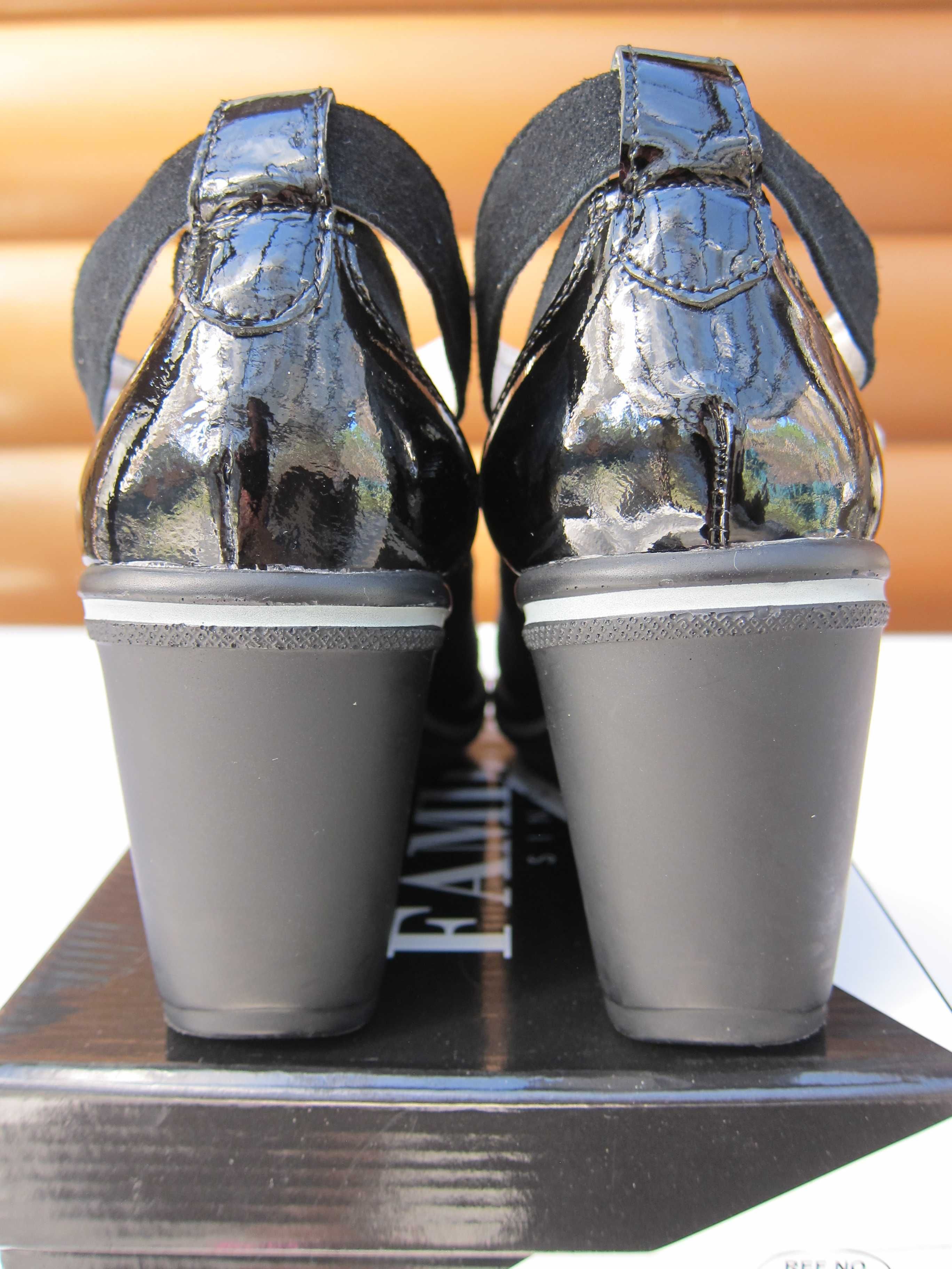 Женские туфли кожаные черные на платформе, размер 37
