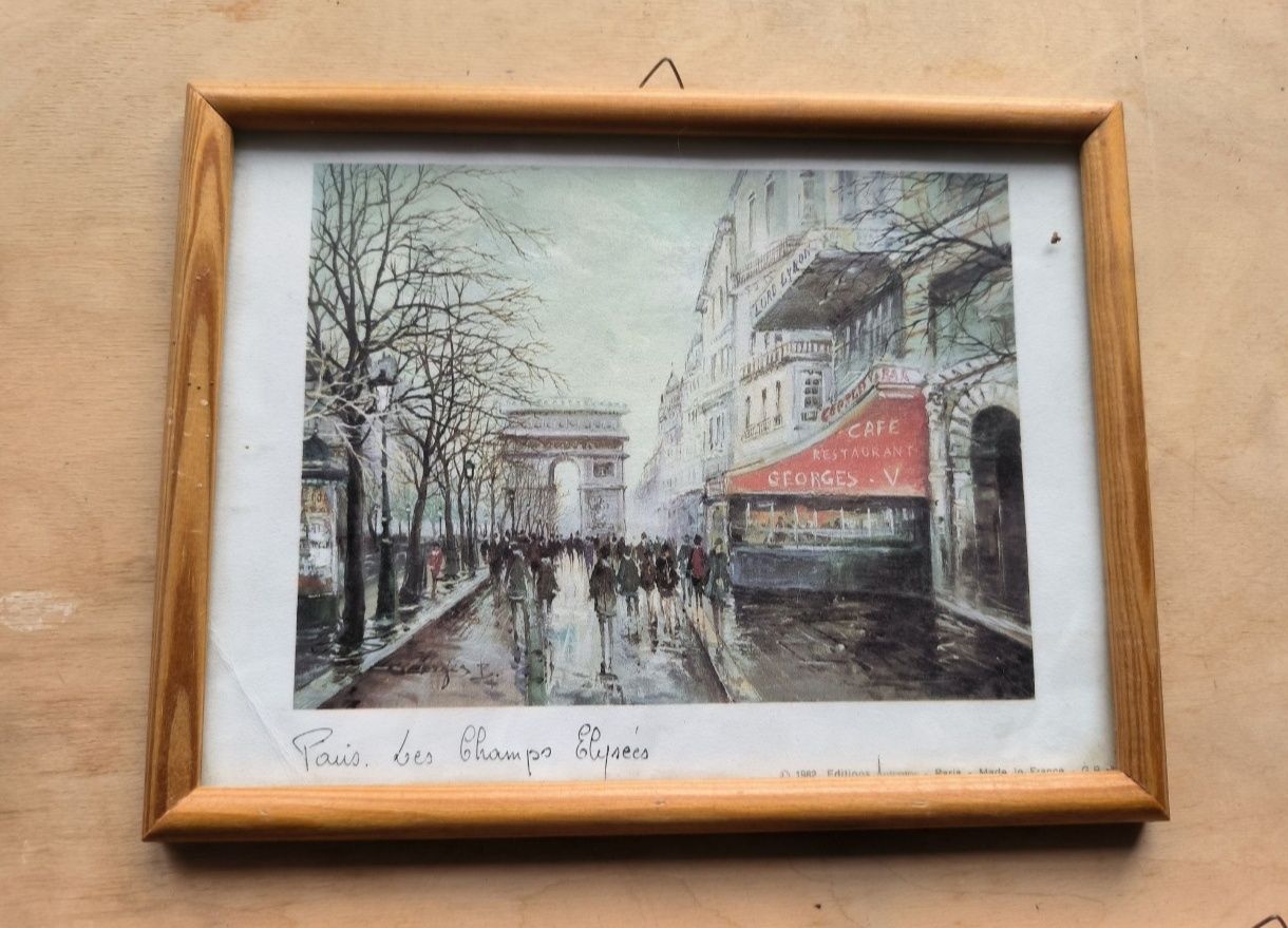 Obrazek Francja obraz drewniany mały Paryż uliczny jak malowany ulica