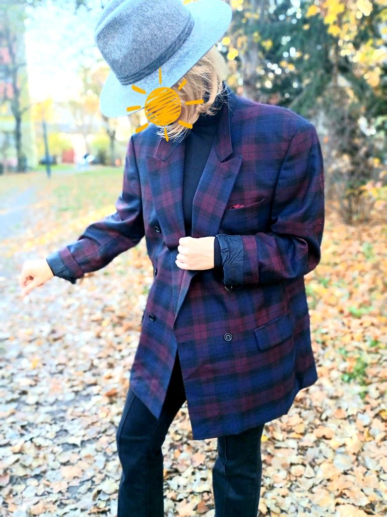 Marynarka dwurzędowa oversize wełna
